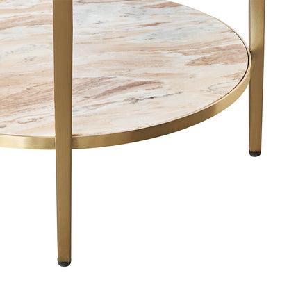 Chloe Pink Marble Side Table - Gold - OUTLET NSW