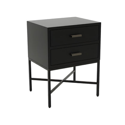 Nessa 2 Drawer Bedside Table - All Black