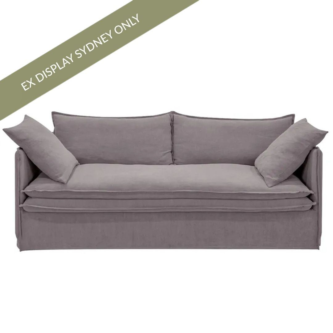 Palm Beach 3 Seater Slip Cover Sofa - Slate Grey Linen - OUTLET NSW