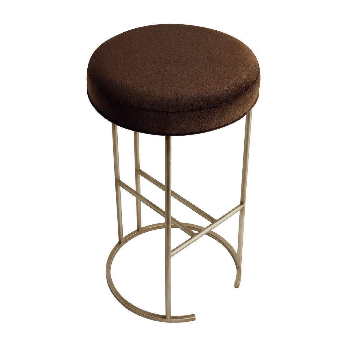 Blackley Gold Iron Kitchen Stool - Dark Chocolate Velvet