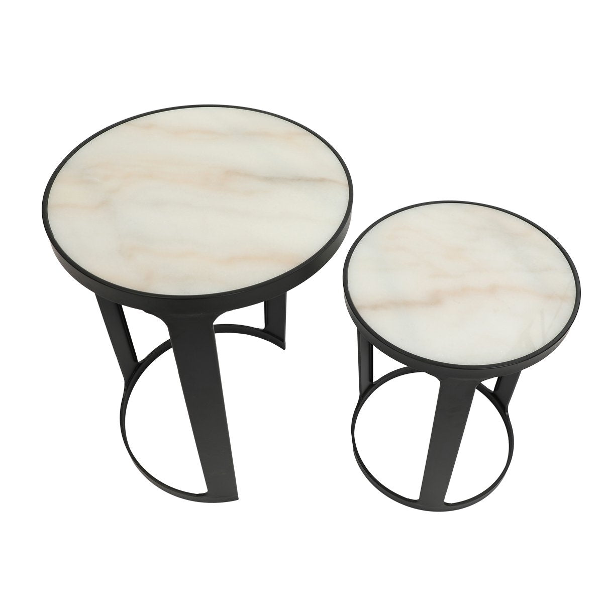 Isabelle Marble Nesting Side Tables - Black - OUTLET NSW