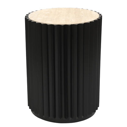 Carter Travertine Side Table - Black - OUTLET NSW