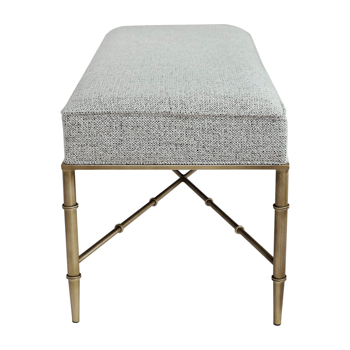 Hacienda Antique Gold Iron Bench Ottoman - Salt & Pepper – view 3