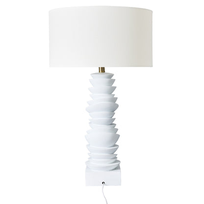 Mendoza Table Lamp - White w Off White Shade