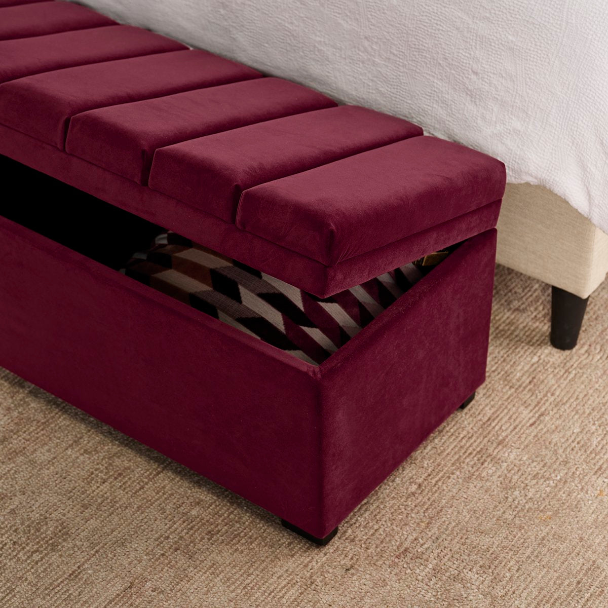 Soho Storage Bench Ottoman - Wine