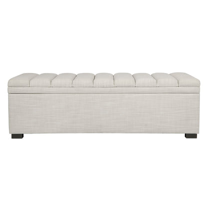 Soho Storage Bench Ottoman - Off White Linen