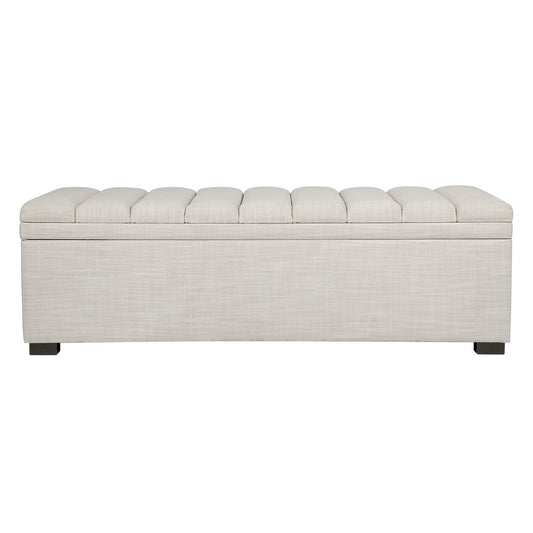 Soho Storage Bench Ottoman - Off White Linen