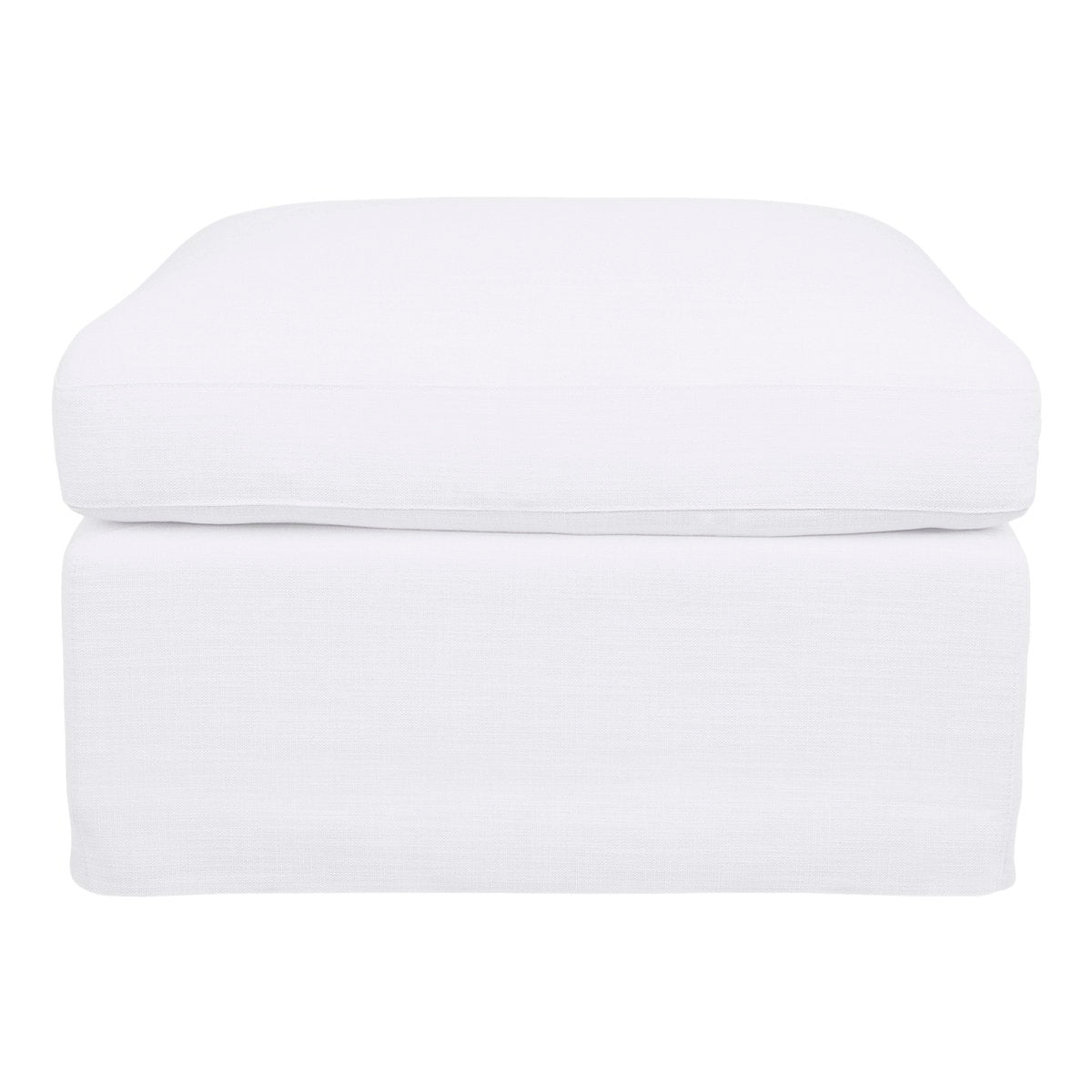 Birkshire Slip Cover Ottoman - White Linen