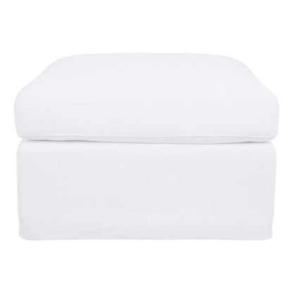 Birkshire Slip Cover Ottoman - White Linen