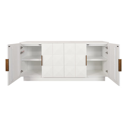 Benedict 170cm White Oak Buffet - White Marble
