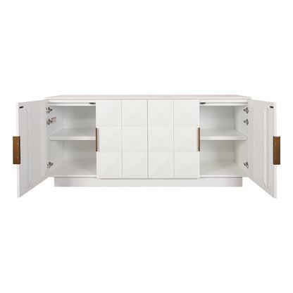 Benedict 170cm White Oak Buffet - White Marble