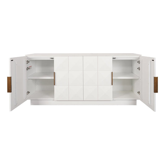Benedict 170cm White Oak Buffet - White Marble