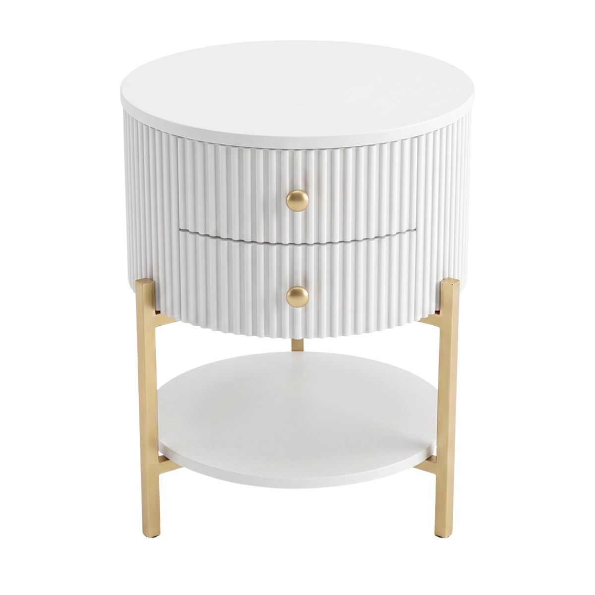 Aimee Round Bedside Table - White