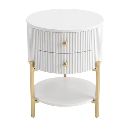 Aimee Round Bedside Table - White