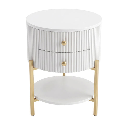 Aimee 45x55cm Round Bedside Table - White
