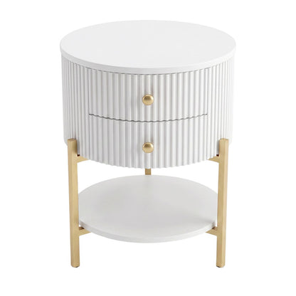 Aimee 45x55cm Round Bedside Table - White