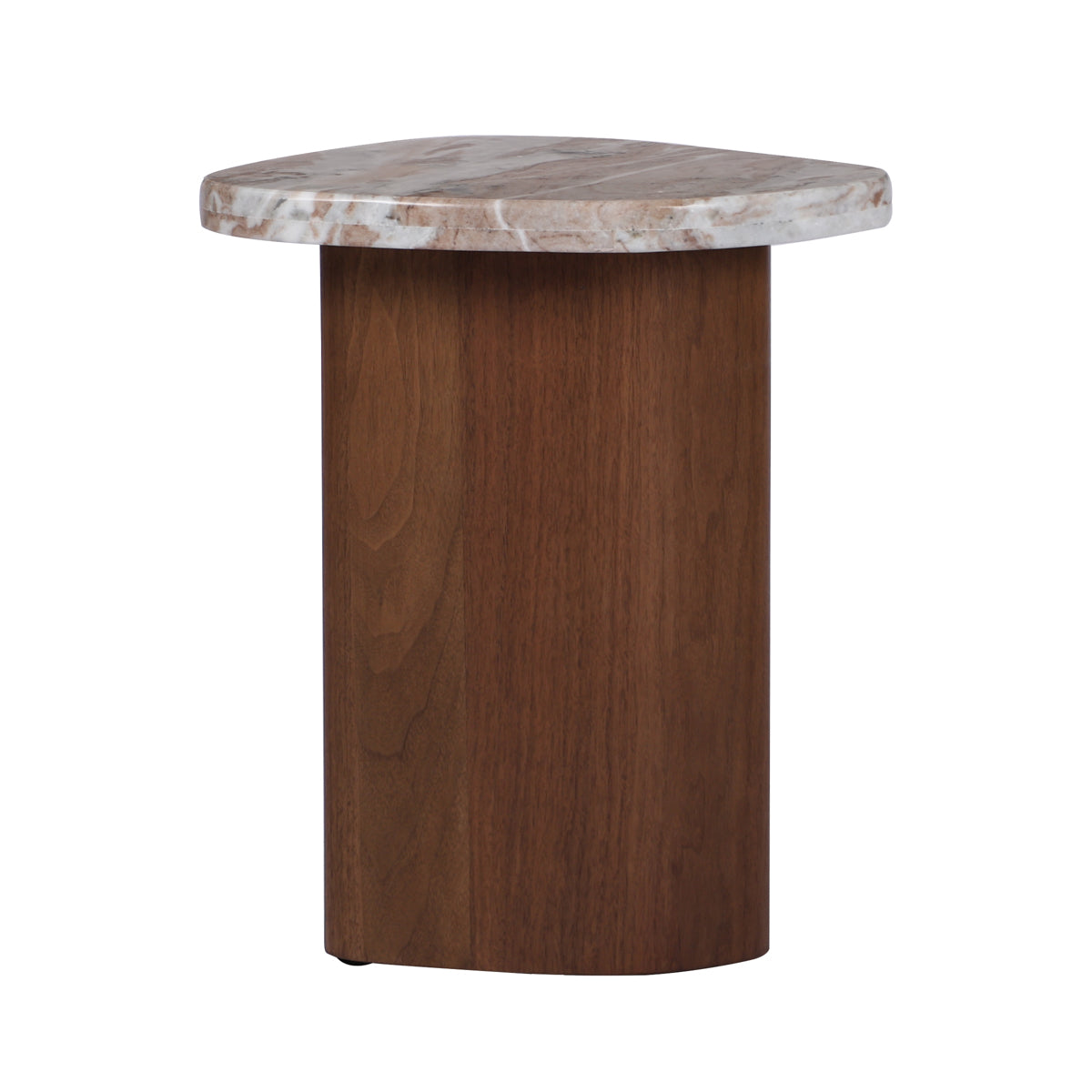 Solstice River Brown Marble Side Table - Walnut