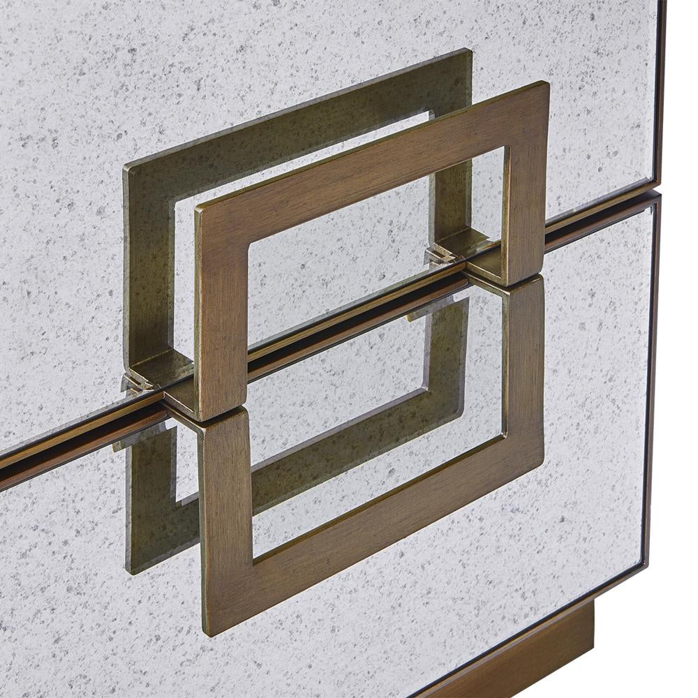 Mira 50x60cm Mirrored Bedside Table - Antique Bronze