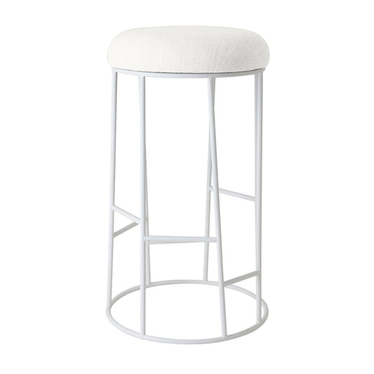 Aiden White Steel Bar Stool - Natural Linen
