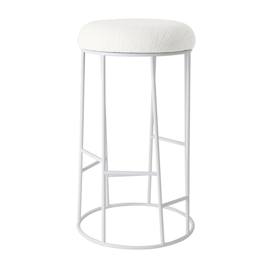 Aiden White Steel Bar Stool - Natural Linen