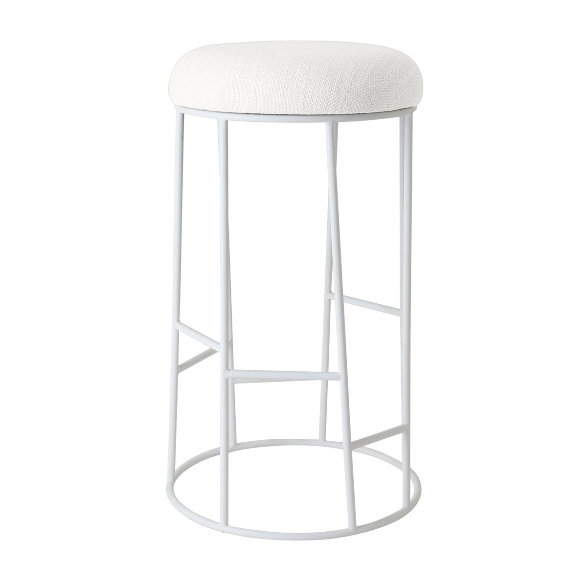 Aiden White Steel Bar Stool - Natural Linen