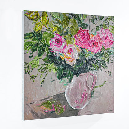 Pink Florals 85x85cm Enhanced Canvas Print