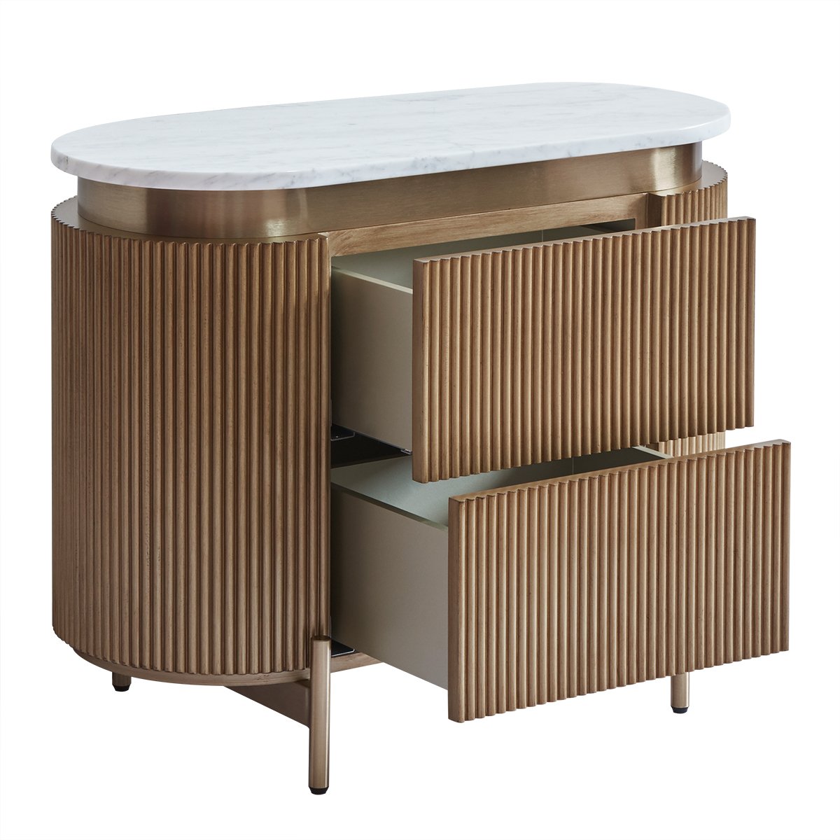 Demarco 76x60cm Bedside Table - Antique Gold