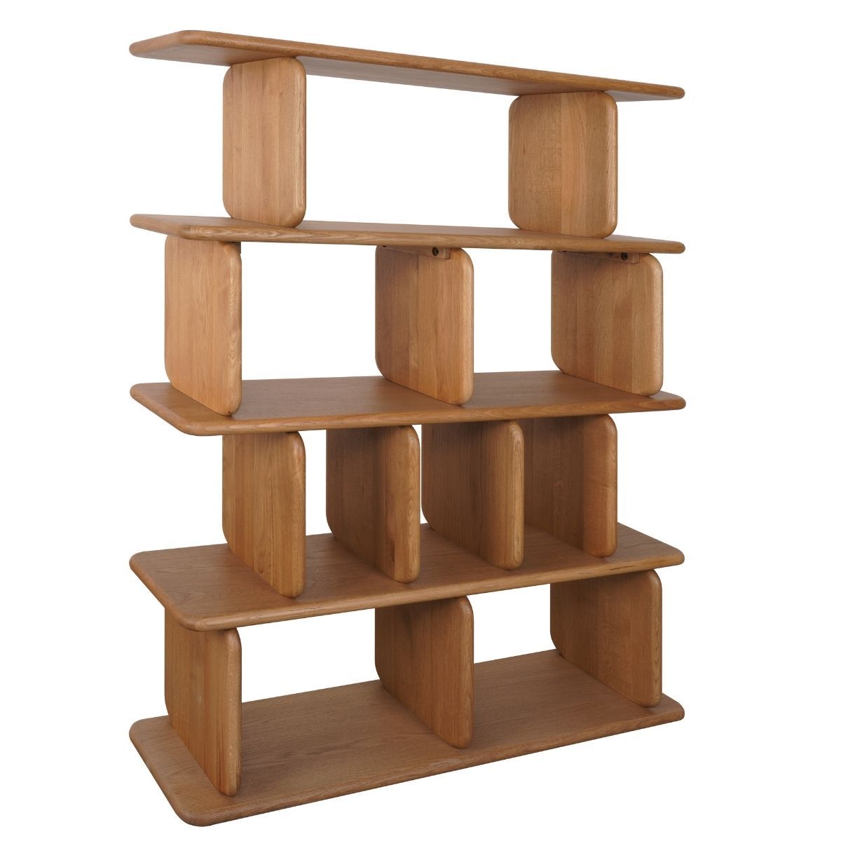 Tudor 140x160cm Oak Shelving Unit - 4 Tier Natural