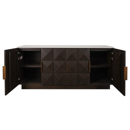 Benedict Smoked Oak Buffet - White Marble