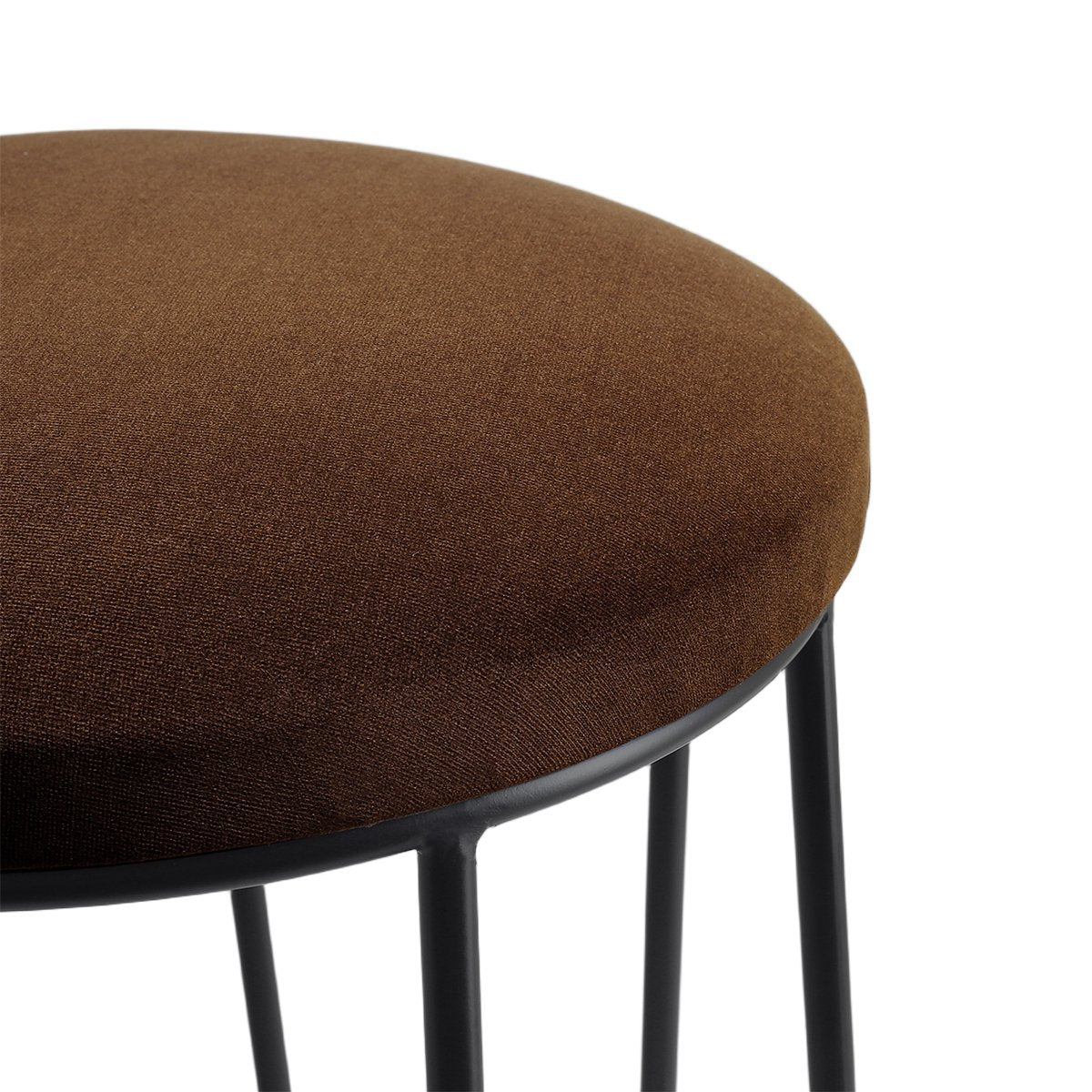 Aiden Black Steel Kitchen Stool - Dark Chocolate Velvet
