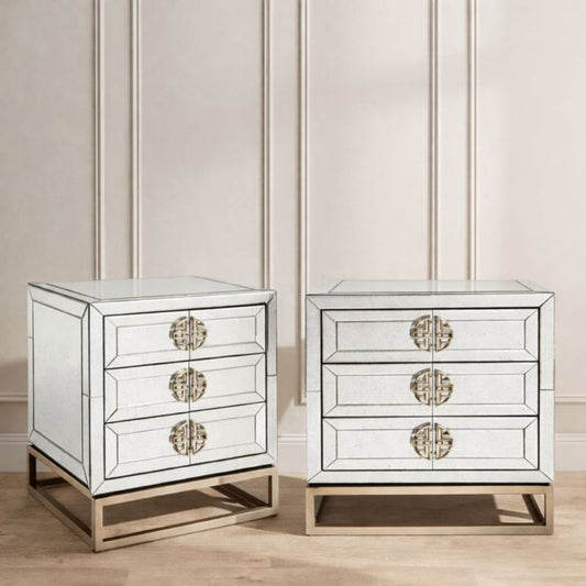 Rochester Mirrored Bedside Table Set of 2
