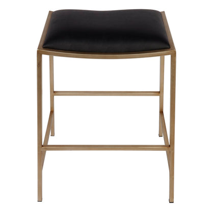 Kai Gold Kitchen Stool - Black Vegan Leather