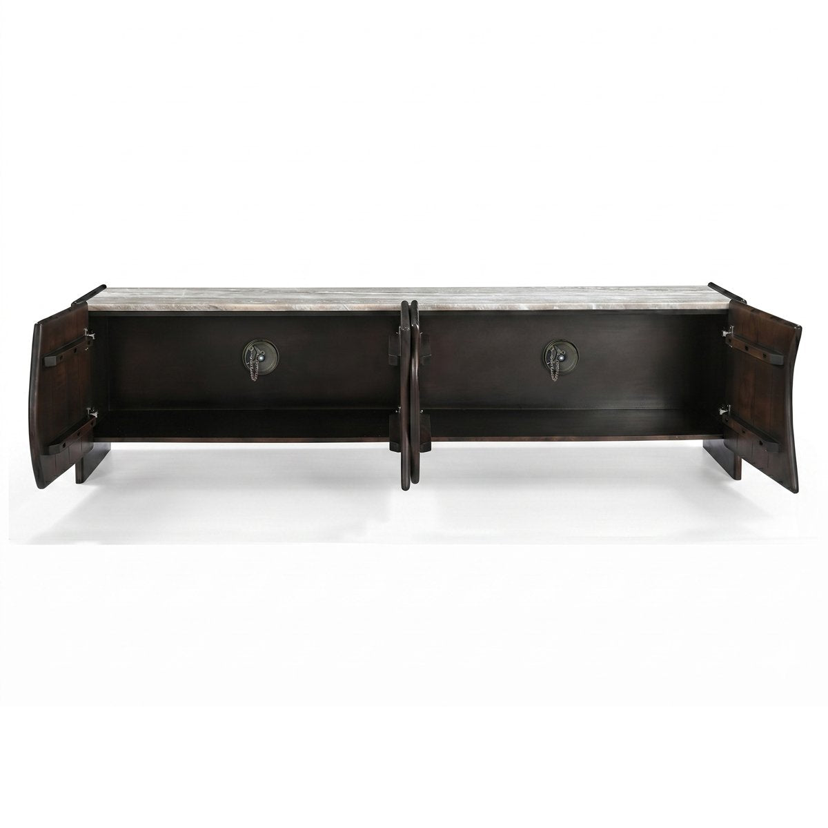 Edwin River Brown Marble Entertainment Unit - Dark Walnut