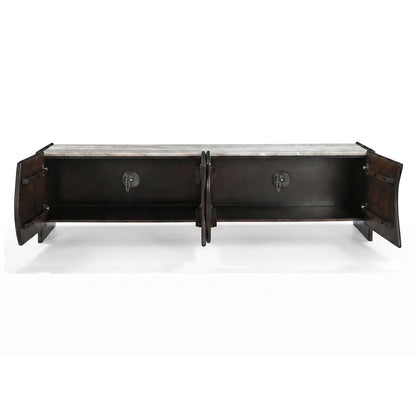 Edwin River Brown Marble Entertainment Unit - Dark Walnut
