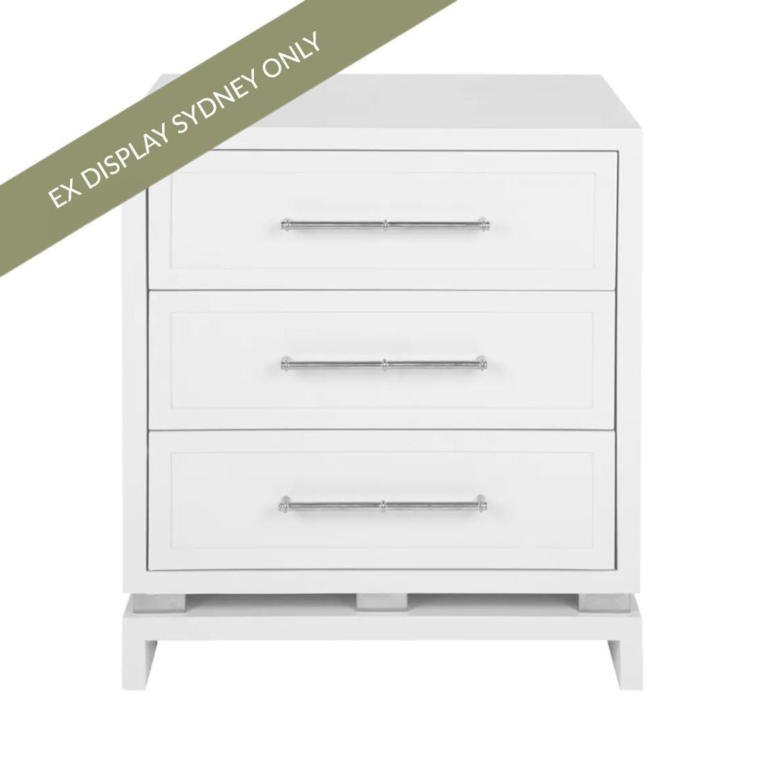 Pearl 60x66cm Bedside Table - Large White - OUTLET NSW