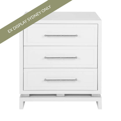 Pearl 60x66cm Bedside Table - Large White - OUTLET NSW
