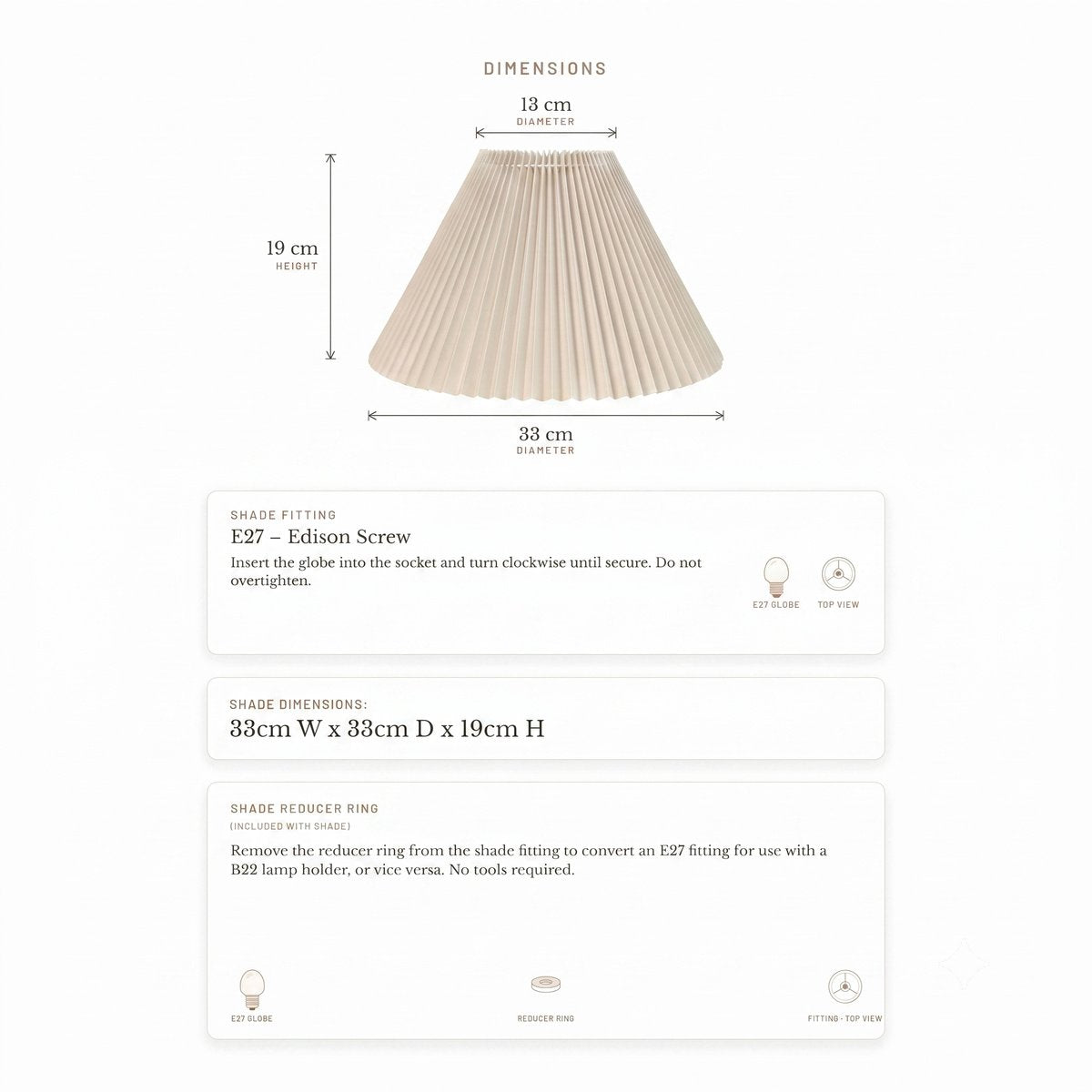 Anya Pleated Empire Shade - Small Off White  - Bulk Buy Qty 5