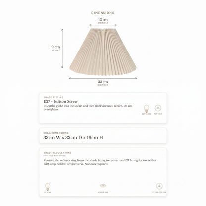 Anya Pleated Empire Shade - Small Off White  - Bulk Buy Qty 5