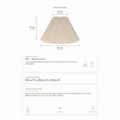 Anya Pleated Empire Shade - Small Off White  - Bulk Buy Qty 5