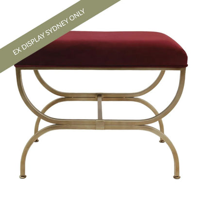 Novak Antique Gold Iron Stool - Mulberry Velvet - OUTLET NSW