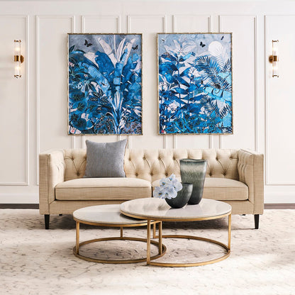 Tuxedo 3 Seater Tufted Sofa - Natural Linen