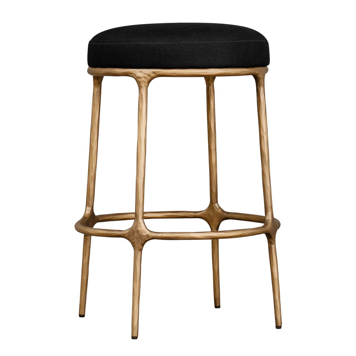 Heston Brass Kitchen Stool - Black Linen