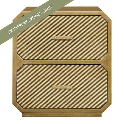 Anderson 60x65cm 2 Drawer Bedside Table - Antique Gold - OUTLET NSW