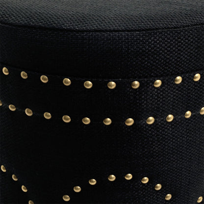 Bradshaw Round Storage Stool - Black Linen