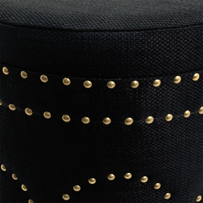 Bradshaw Round Storage Stool - Black Linen