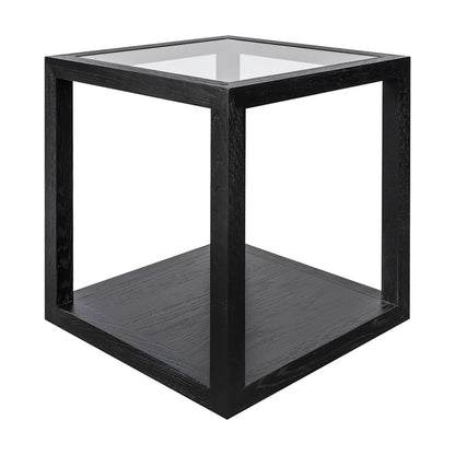 Sadie Oak Square Side Table - Medium Black - OUTLET NSW