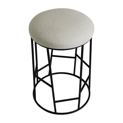 Aiden Black Steel Kitchen Stool - Speckle Ecru