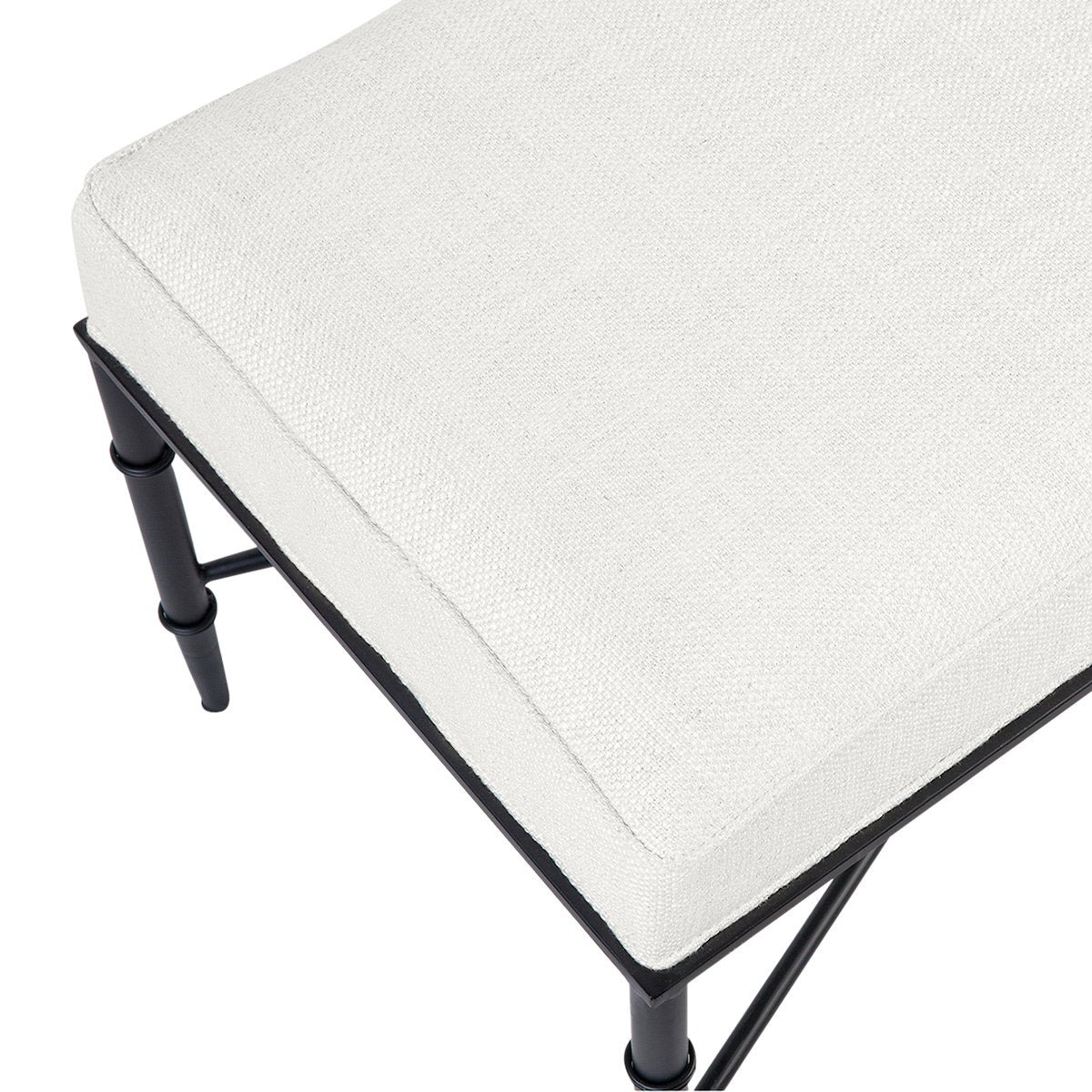 Hacienda Black Iron Bench Ottoman - Natural Linen