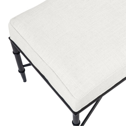 Hacienda Black Iron Bench Ottoman - Natural Linen