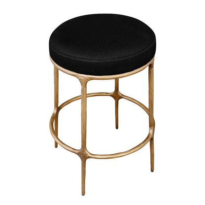 Heston Brass Kitchen Stool - Black Linen